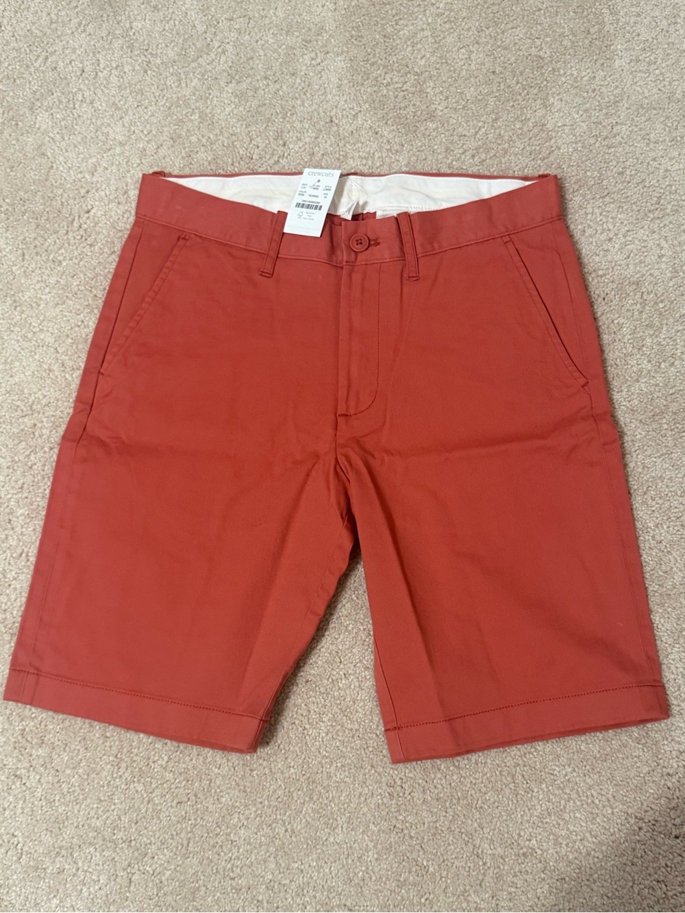Crewcuts Boys Chino Shorts Size 16 Red Orange Flat Front NWT